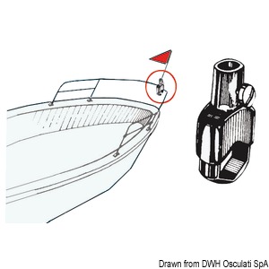 Опора для установки флагштоков на носовой релинг или поручни