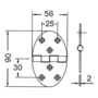 Oval hinge 56x90 mm stud mounting 2 mm