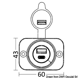 Voltmètre Osculati numérique 8/32 V - double prise USB - prise allume-cigare  -  - Dingue d'eau, comme vous !