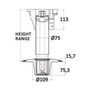 WAVERIDER pedestal telescopic 440/570 mm alu base