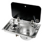 Built-in single hob - right sink w/ glass cover