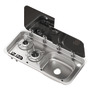 Built-in double hob - right sink w/ glass cover